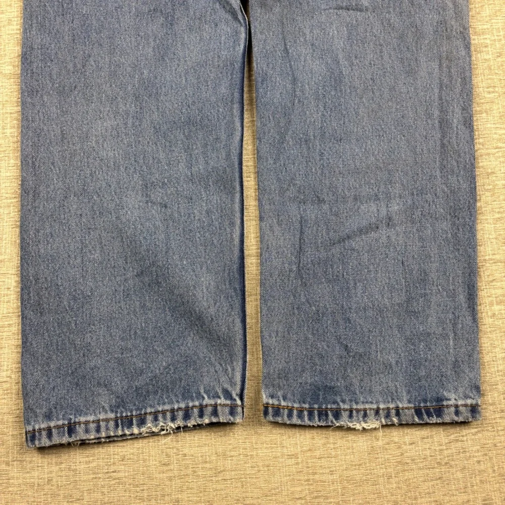 Levis 505 Mens 36x29 Jeans Medium Light Blue Washed Denim High Waisted Fading